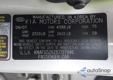 2008 Kia Rondo Lx V6 из США, поврежденный, VIN KNAFG526287137946